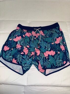 Men’s Tropical Floral Swim Trunks - Pink & Teal